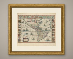 Antique Blaeu Map of America, Terra Australis Incognita, 1642