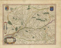 Mappa antica di Blaeu dell'Angiò, di Angers e delle Mauges, 1642