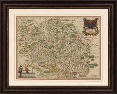 Antique Blaeu Map of Bourbonnais, Moulins and Vichy, France, 1642