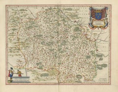 Antique Blaeu Map of Bourbonnais, Moulins and Vichy, France, 1642