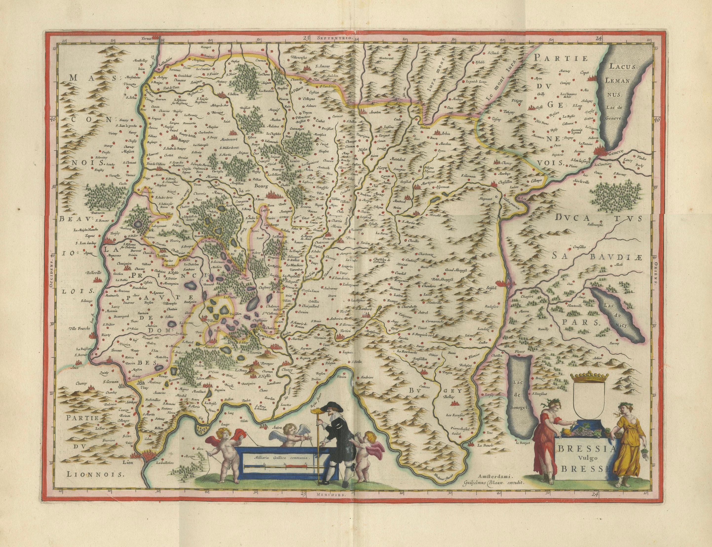 Antique Blaeu Map of Bresse & Dombes, Eastern France – Hand-Colored, c.1642