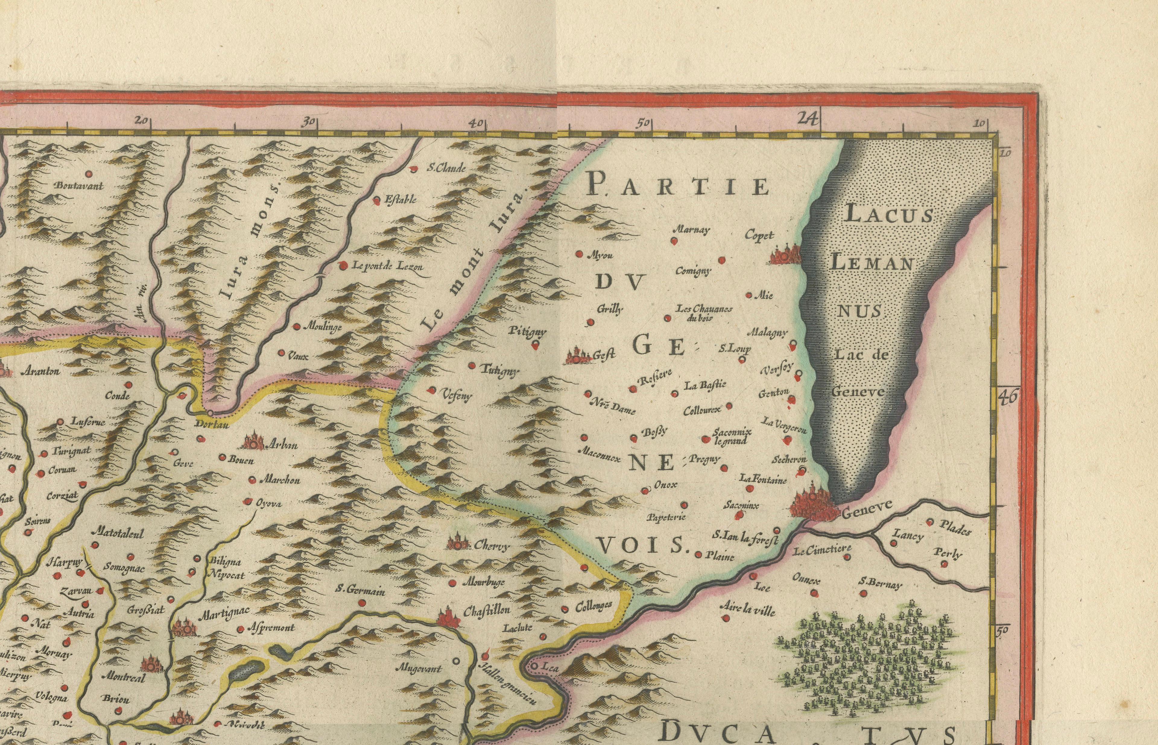 Antique Blaeu Map of Bresse & Dombes, Eastern France – Hand-Colored, c.1642