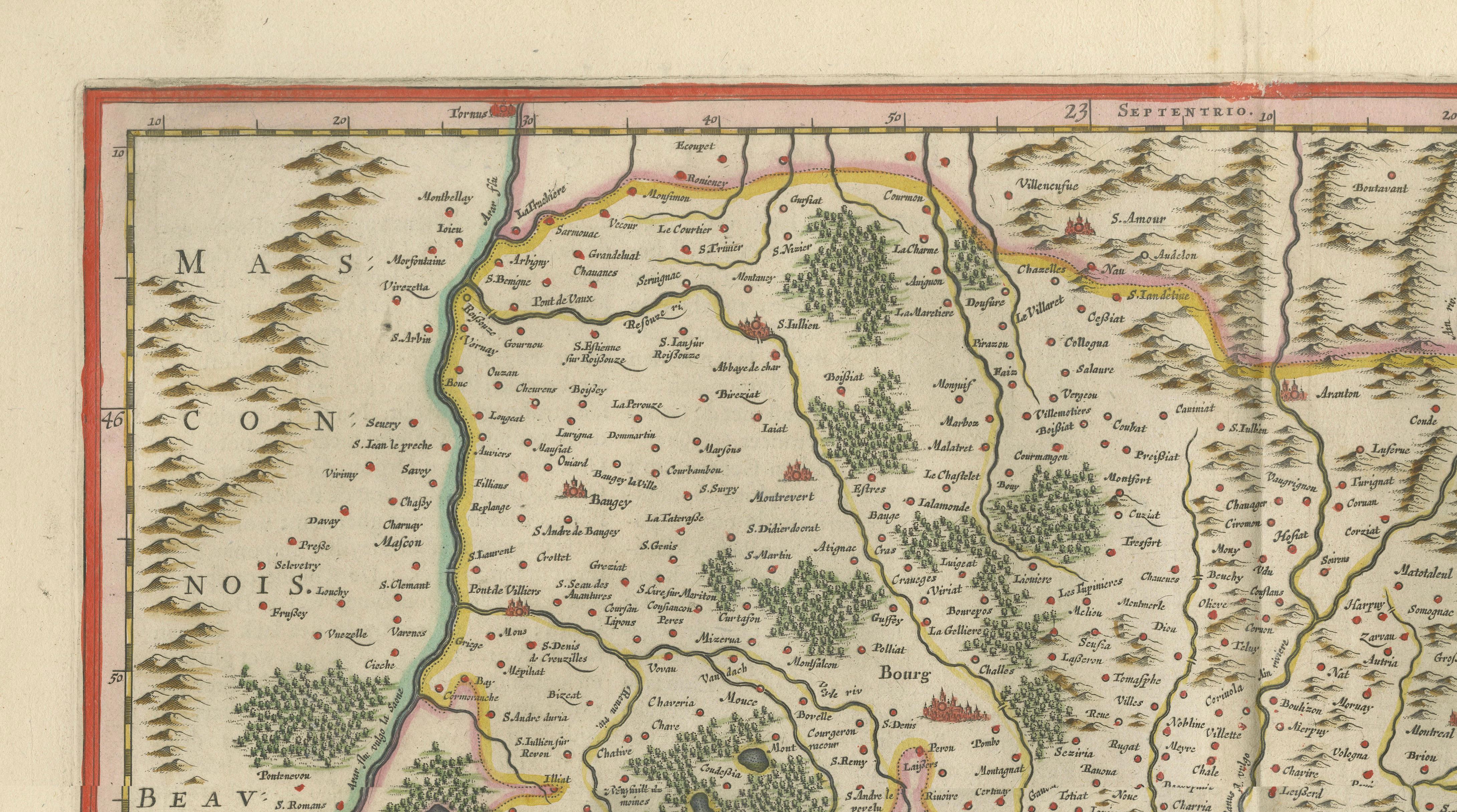 Antique Blaeu Map of Bresse & Dombes, Eastern France – Hand-Colored, c.1642