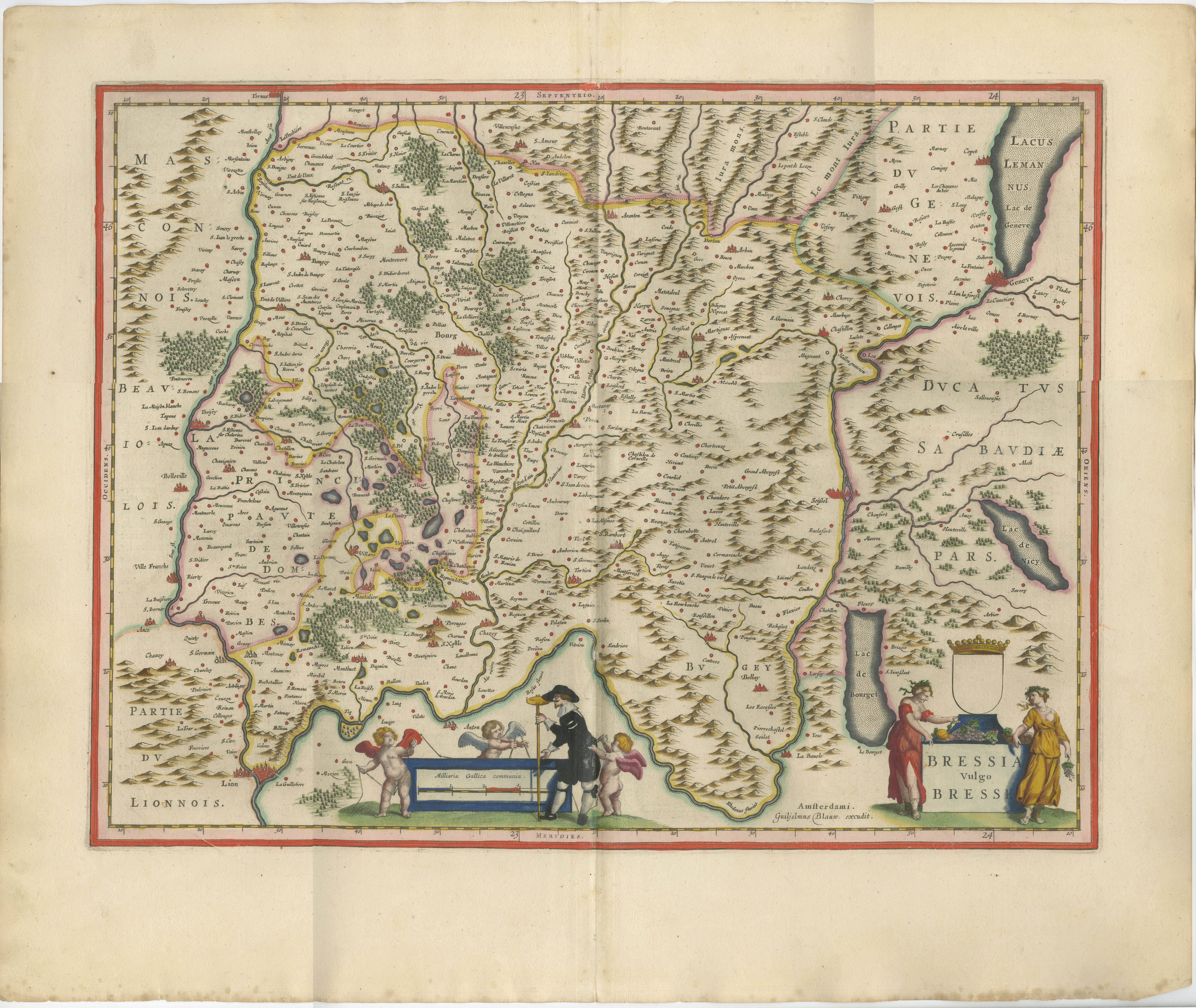 Antique Blaeu Map of Bresse & Dombes, Eastern France – Hand-Colored, c.1642