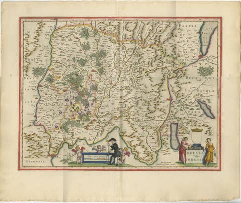Antique Blaeu Map of Bresse & Dombes, Eastern France – Hand-Colored, c.1642