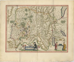 Antiguo Mapa Blaeu de Bresse y Dombes, Francia Oriental - Coloreado a mano, c.1642