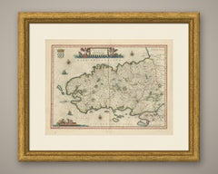 Mappa antica di Blaeu della Bretagna, Alta e Bassa Bretagna, 1642