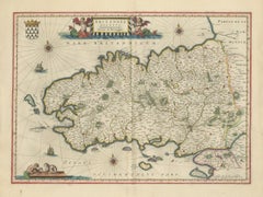 Mappa antica di Blaeu della Bretagna, Alta e Bassa Bretagna, 1642