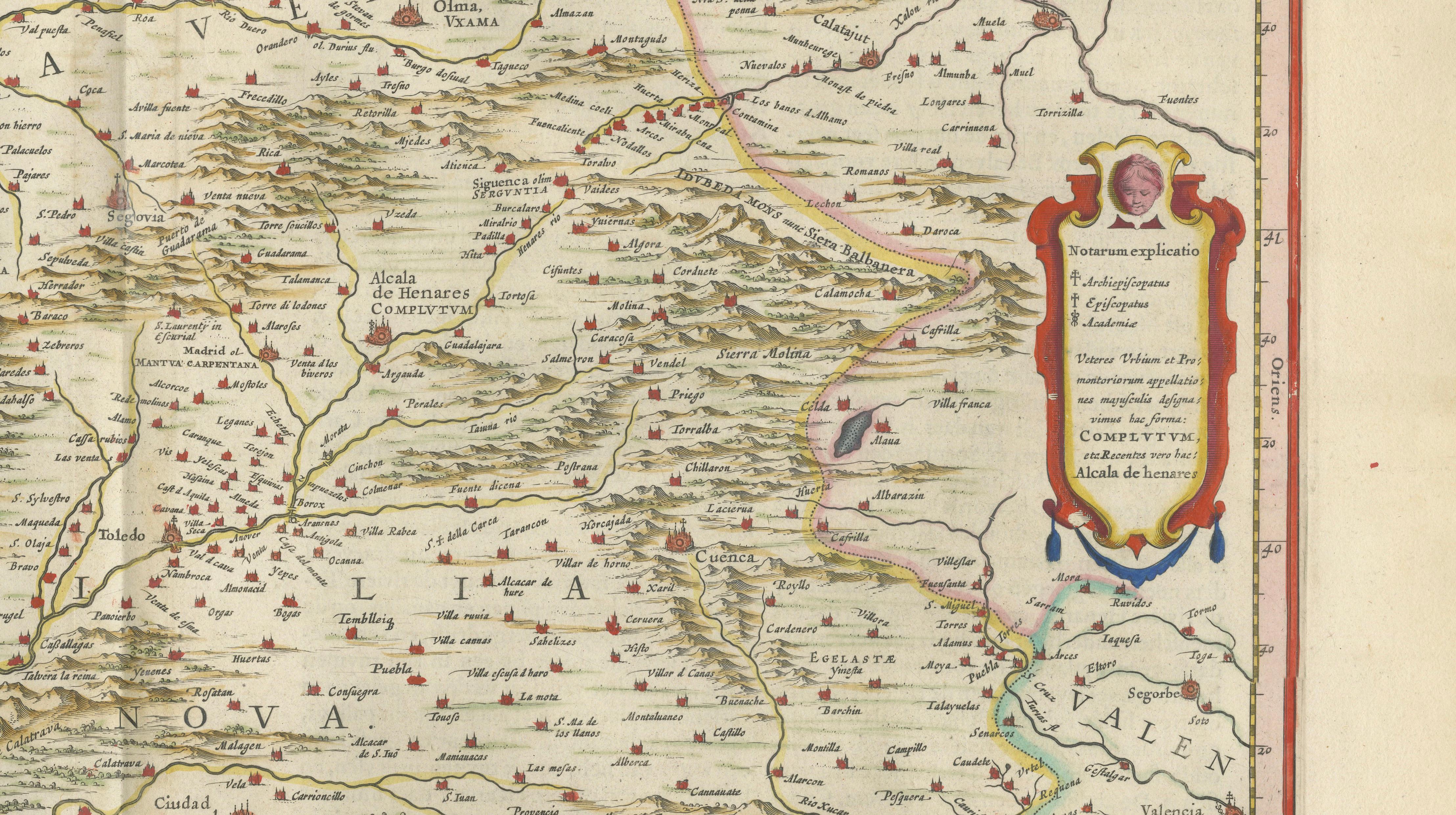 Antique Blaeu Map of Castile Spain, Castilla León Madrid Toledo, 1642