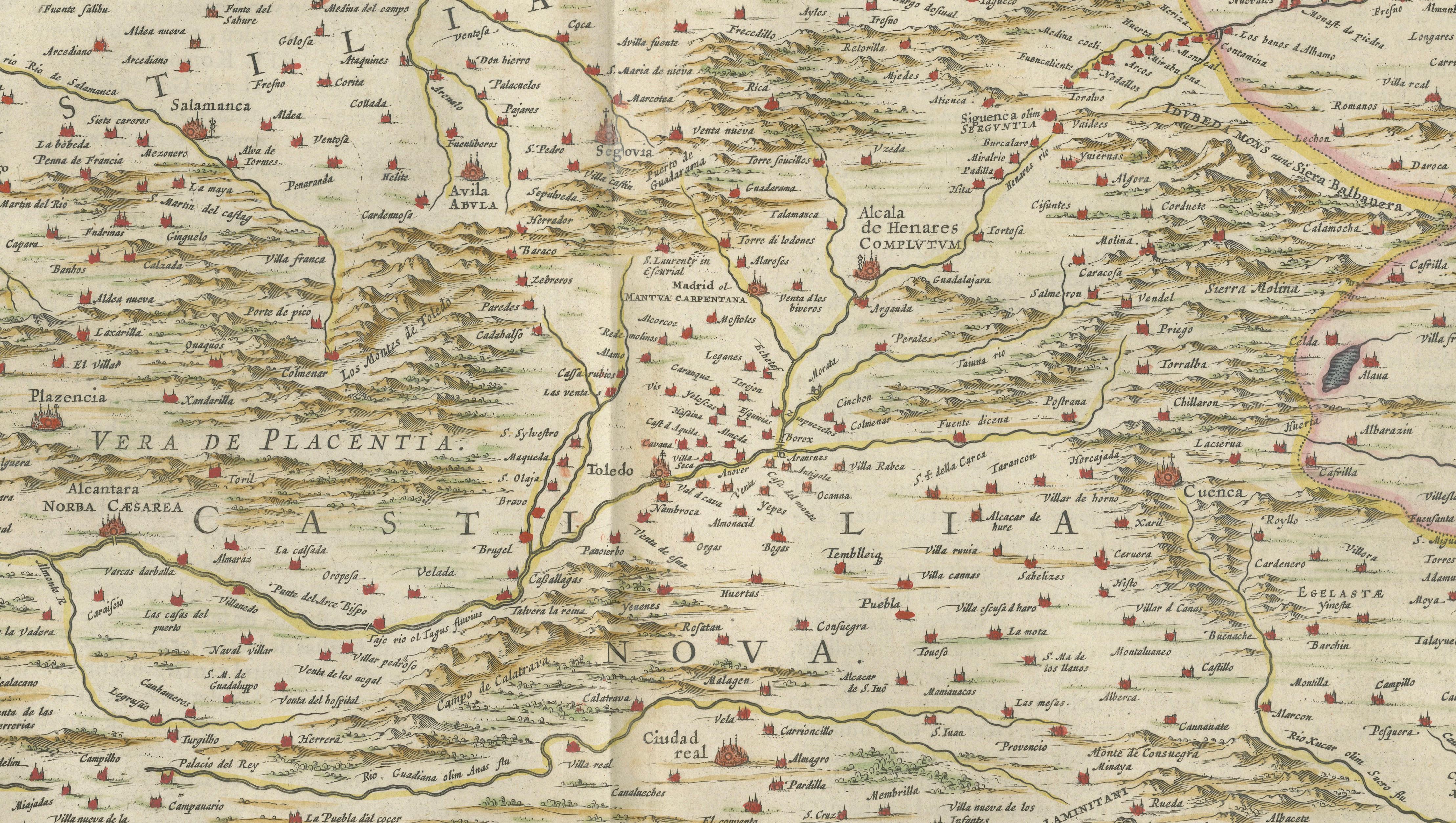 Antique Blaeu Map of Castile Spain, Castilla León Madrid Toledo, 1642