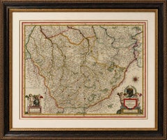 Antique Blaeu Map of Champagne France, Campania Comitatus, c. 1642