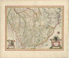 Antique Blaeu Map of Champagne France, Campania Comitatus, c. 1642