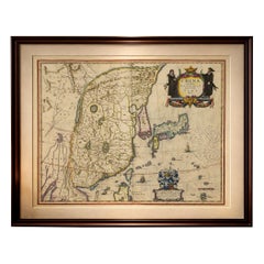 Antique Blaeu Map of China, Japan & Korea, Exotic Cartouches & Ships, c.1642