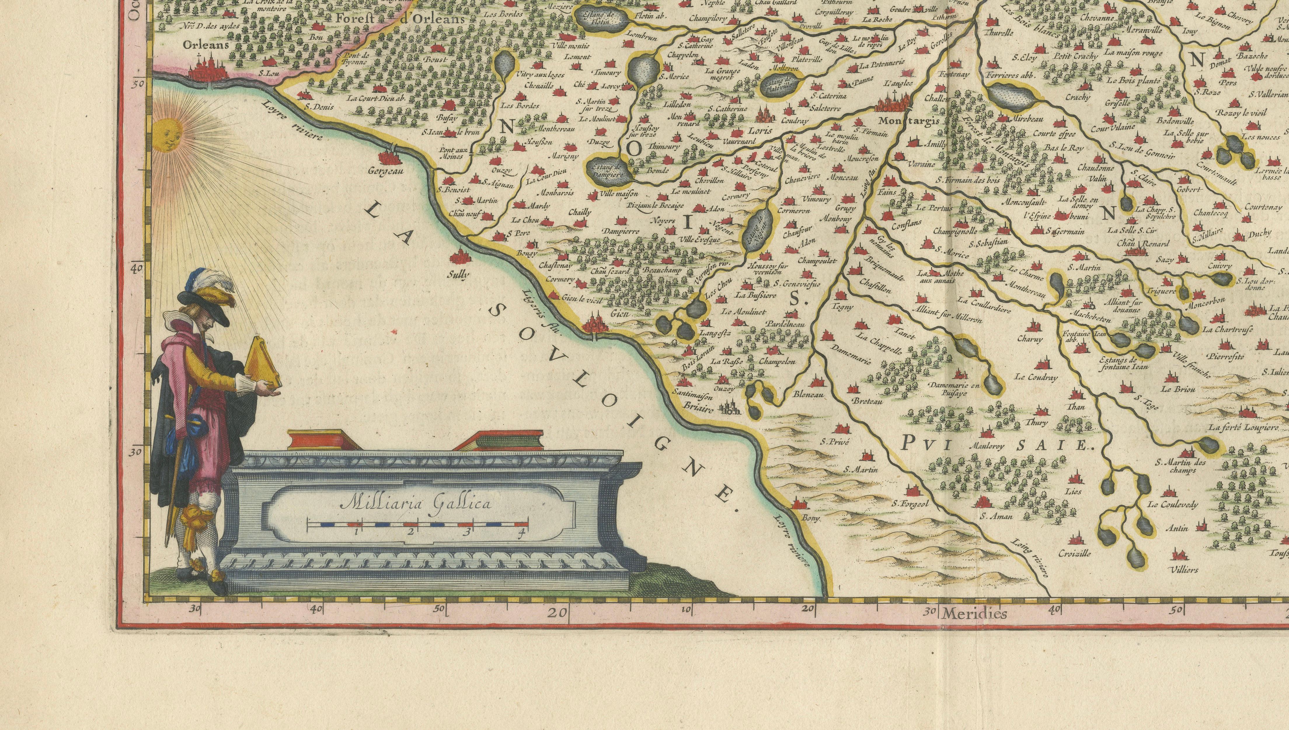 Antique Blaeu Map of Gâtinais & Sénonais France, c. 1642 Hand Color