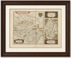 Mapa antiguo de Blaeu de Limousin y Limagne, Francia, hacia 1642