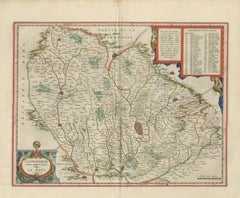 Mappa antica di Blaeu del Maine, Le Mans e della Mayenne, 1642
