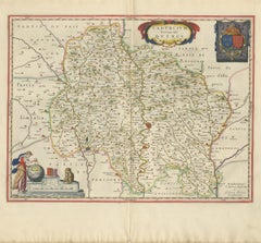 Antique Blaeu Map of Quercy, Cahors and the Perigord Border, 1642