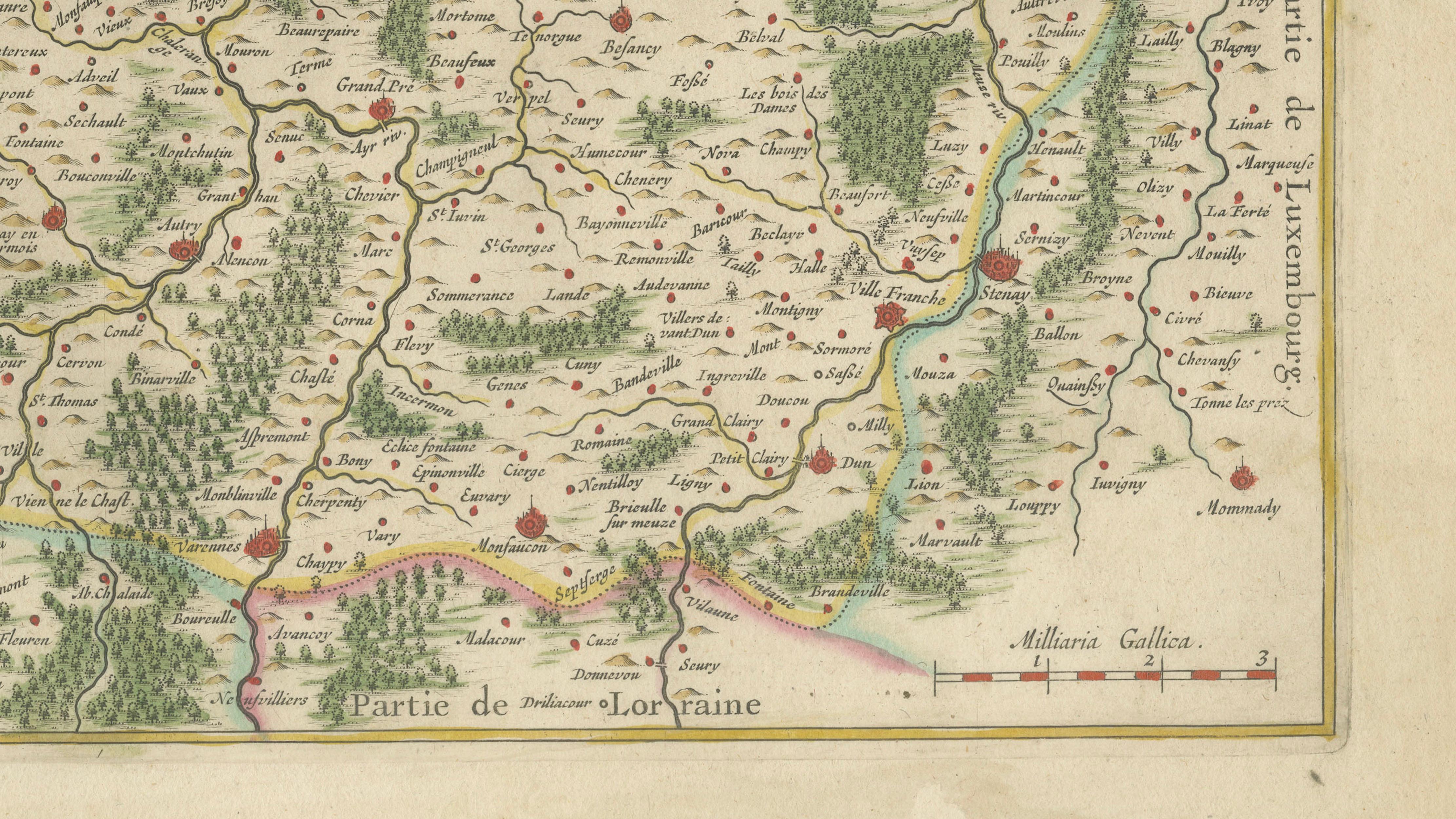 Antique Blaeu Map of Reims & Rethel Champagne France, c. 1642