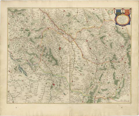 Antique Blaeu Map of Reims & Rethel Champagne France, c. 1642