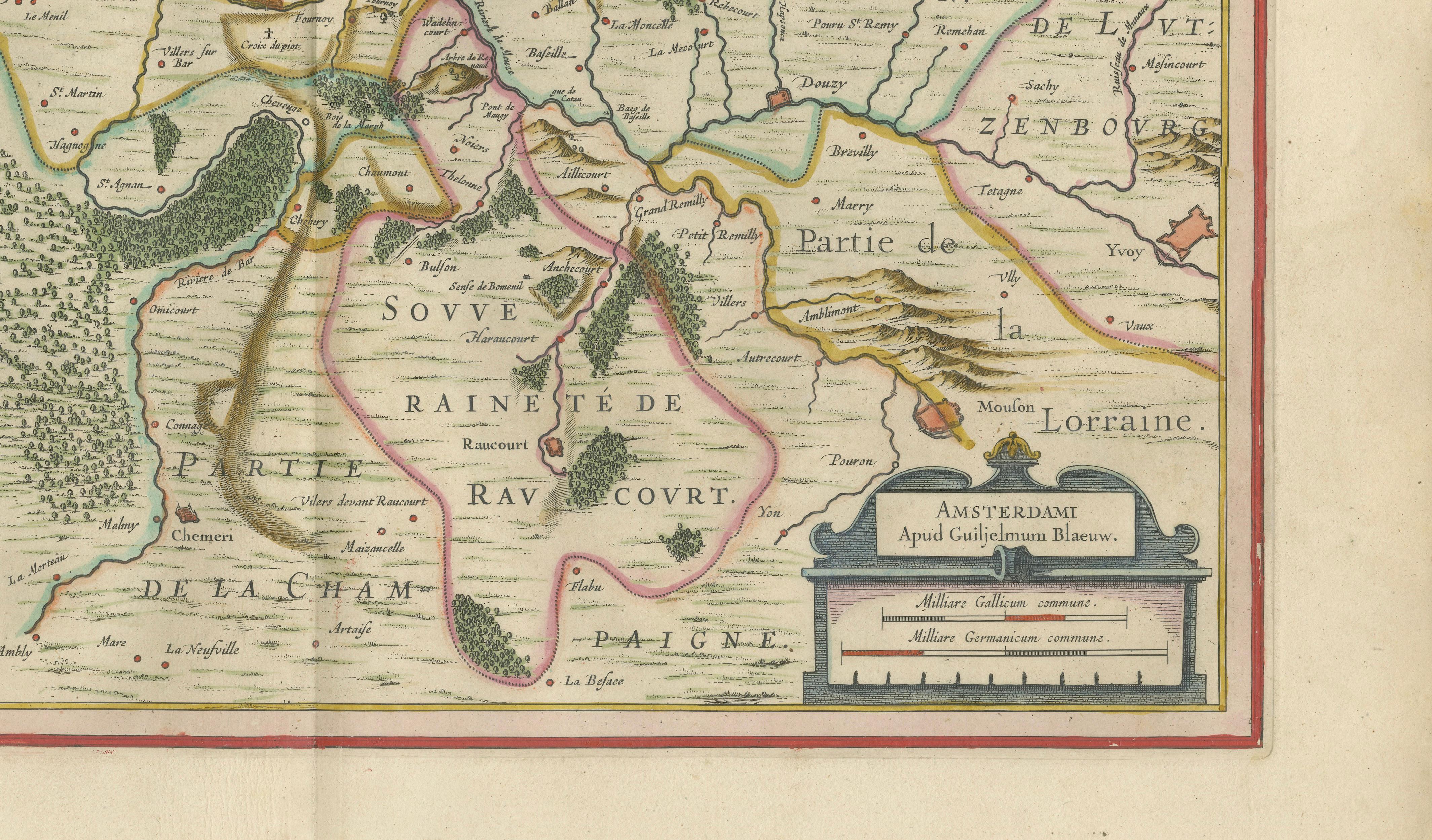 Antique Blaeu Map of Sedan & Donchery France, c. 1642 Hand Color