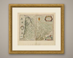 Antique Blaeu Map of the Bordelais, Medoc and the Landes, 1642