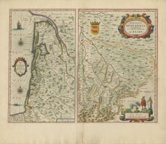 Antique Blaeu Map of the Bordelais, Medoc and the Landes, 1642