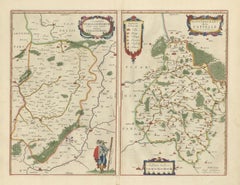 Antique Blaeu Map Vermandois & La Capelle France, Dual Sheet - 1642
