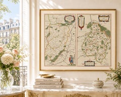 Antique Blaeu Map Vermandois & La Capelle France, Dual Sheet - 1642