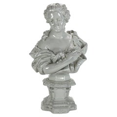 Antiquité Blanc De Chine Poterie Classique Buste de Femme Signé C1890