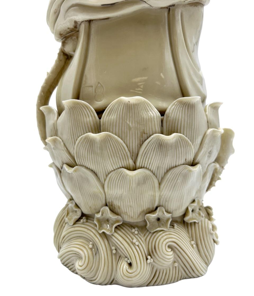 Antique Blanc De Chine Porcelain Figurine of Guanyin For Sale 5