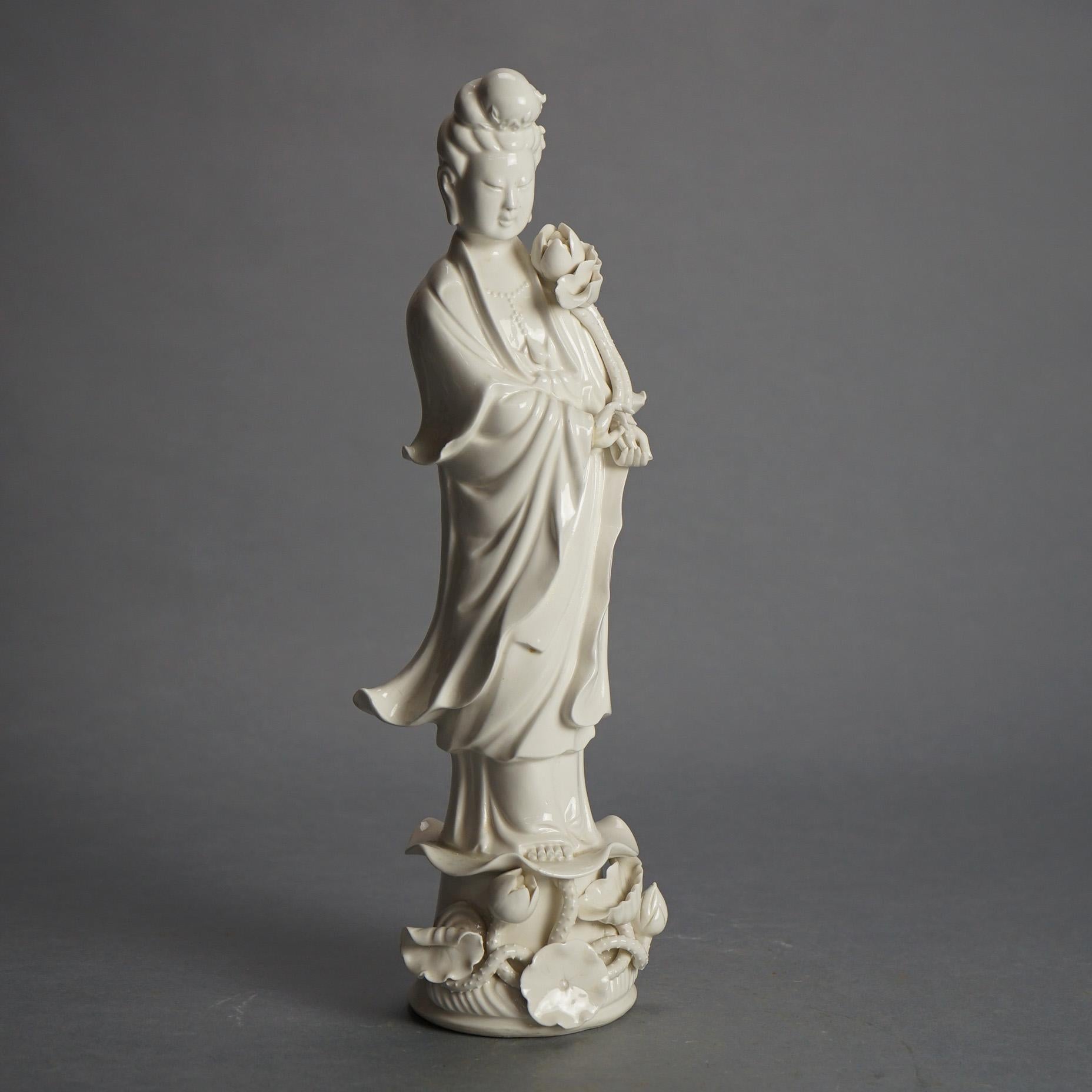 Antique Blanc De Chine Porcelain Shiva/Buddha Figure C1920 For Sale 5