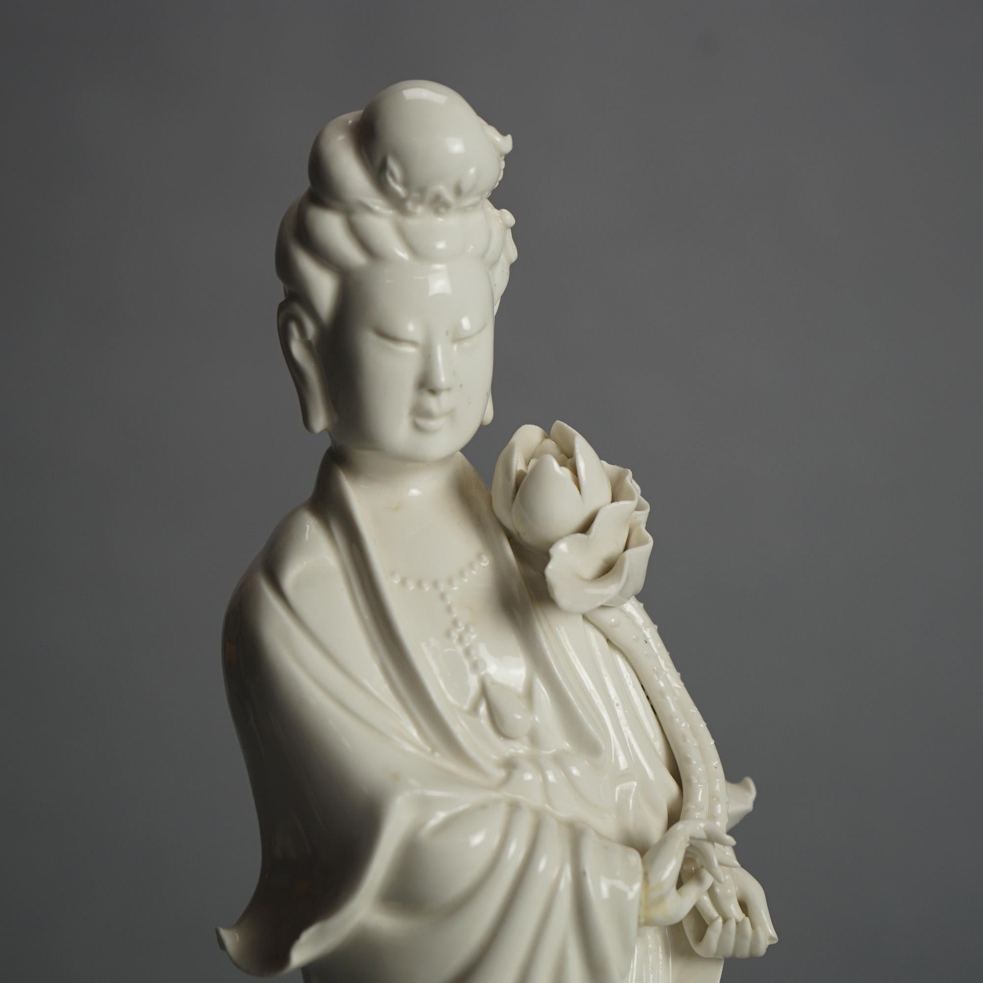 Antique Blanc De Chine Porcelain Shiva/Buddha Figure C1920 For Sale 6