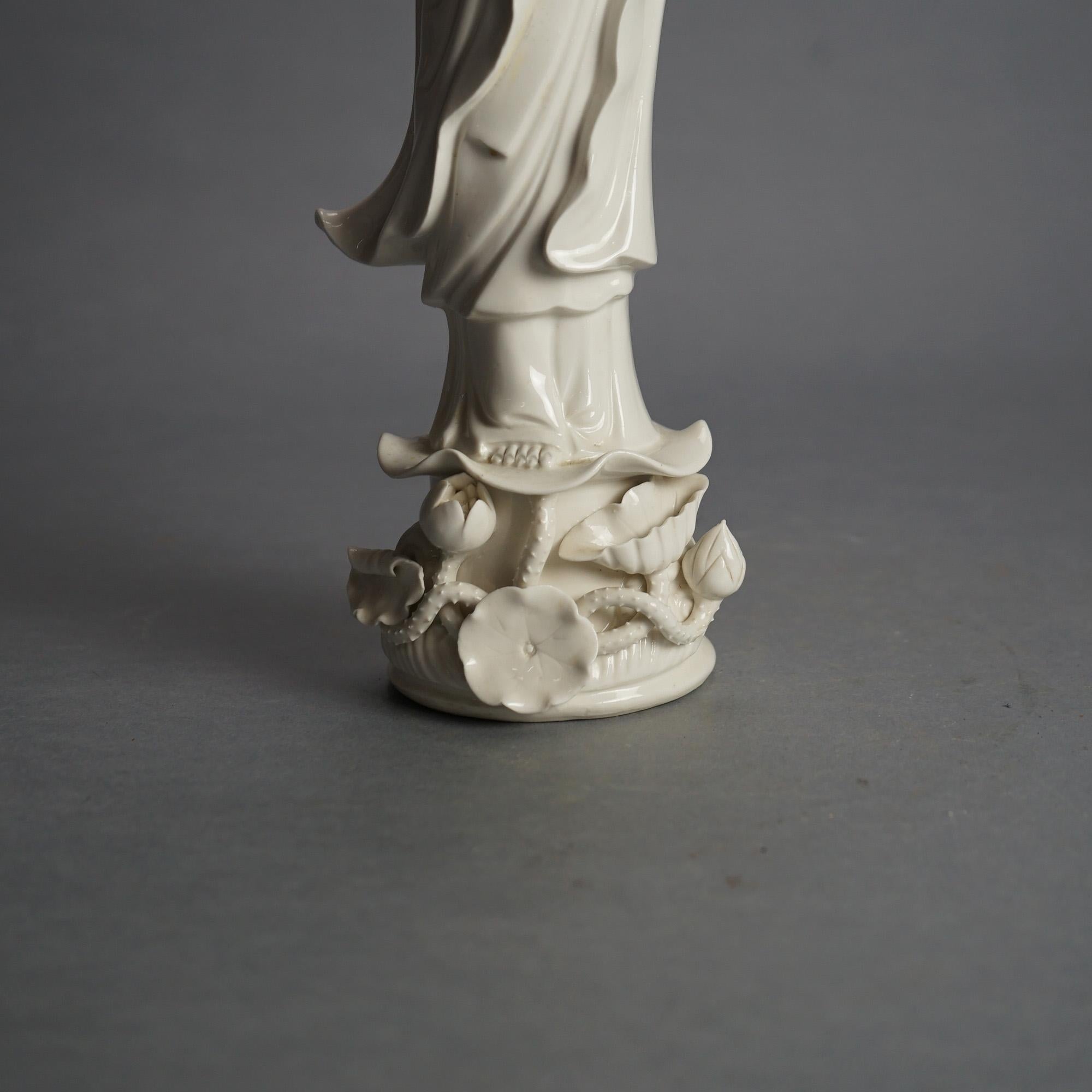 Antique Blanc De Chine Porcelain Shiva/Buddha Figure C1920 In Good Condition For Sale In Big Flats, NY