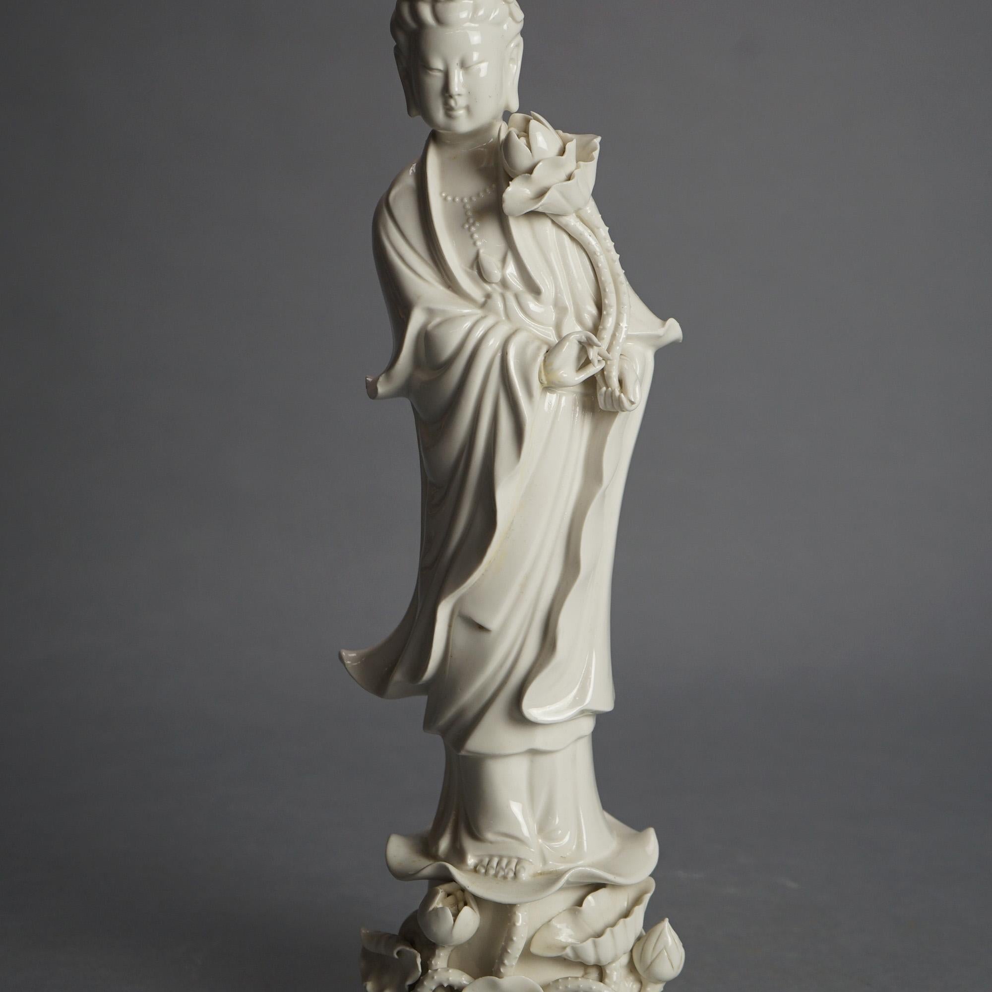 20th Century Antique Blanc De Chine Porcelain Shiva/Buddha Figure C1920 For Sale
