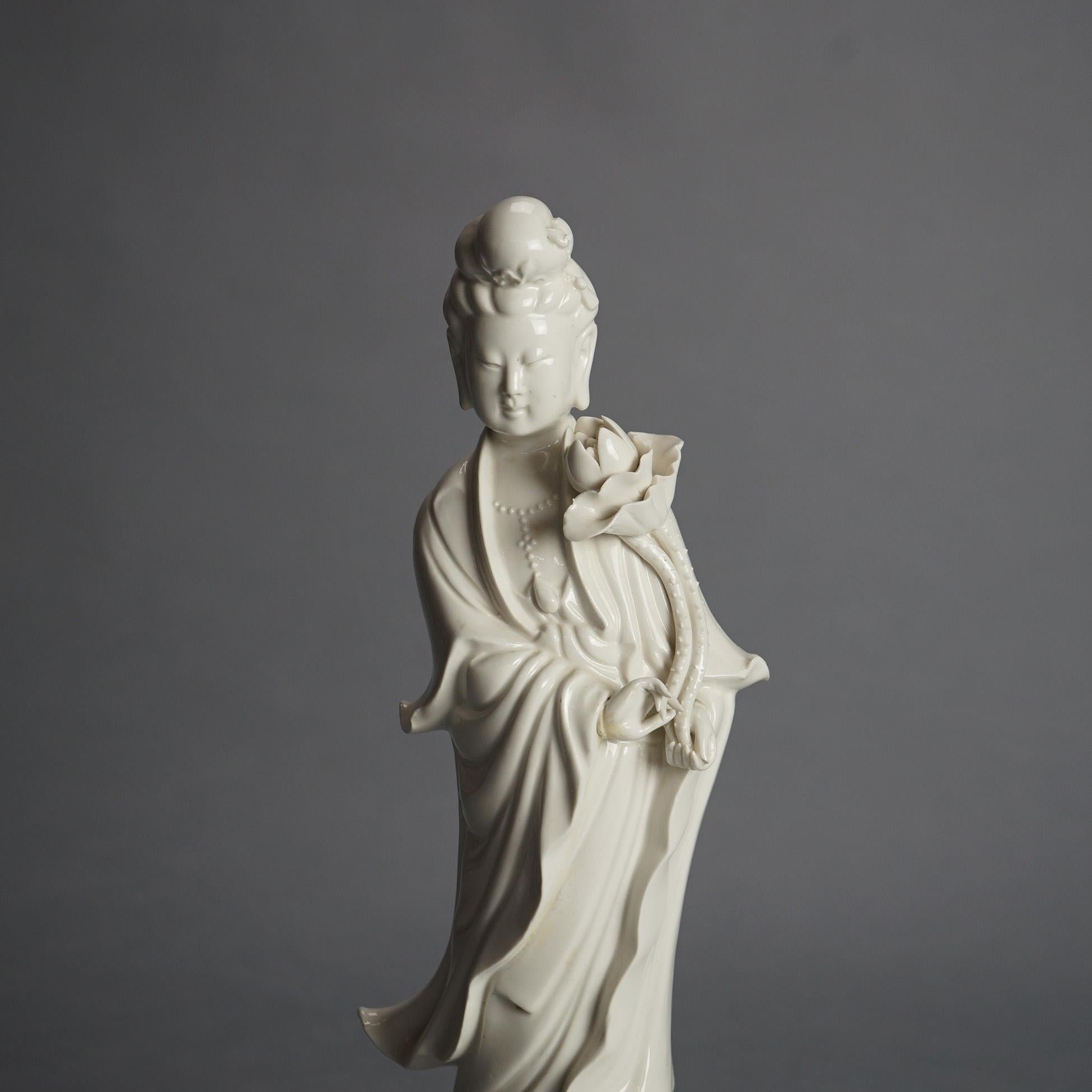 Antique Blanc De Chine Porcelain Shiva/Buddha Figure C1920 For Sale 1