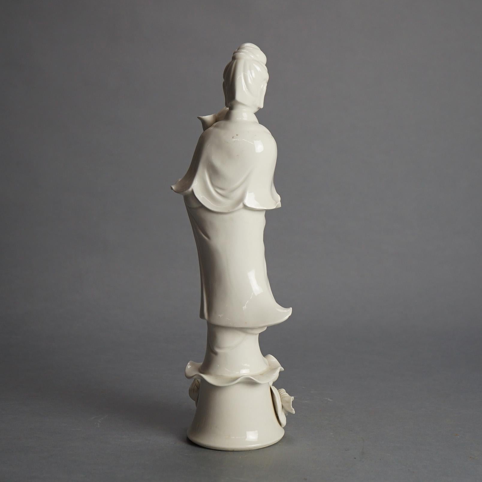 Antique Blanc De Chine Porcelain Shiva/Buddha Figure C1920 For Sale 3
