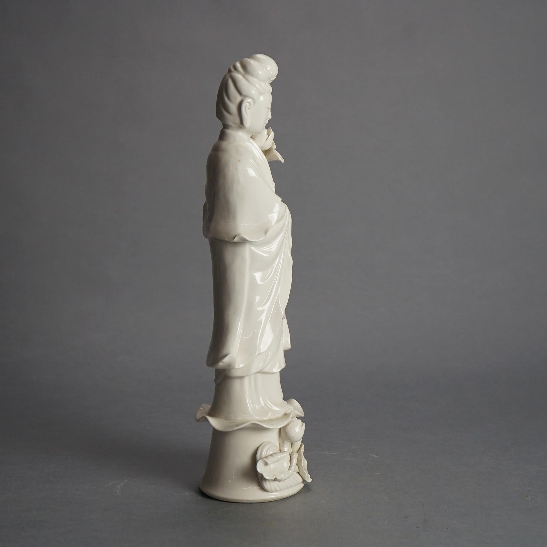 Antique Blanc De Chine Porcelain Shiva/Buddha Figure C1920 For Sale 4