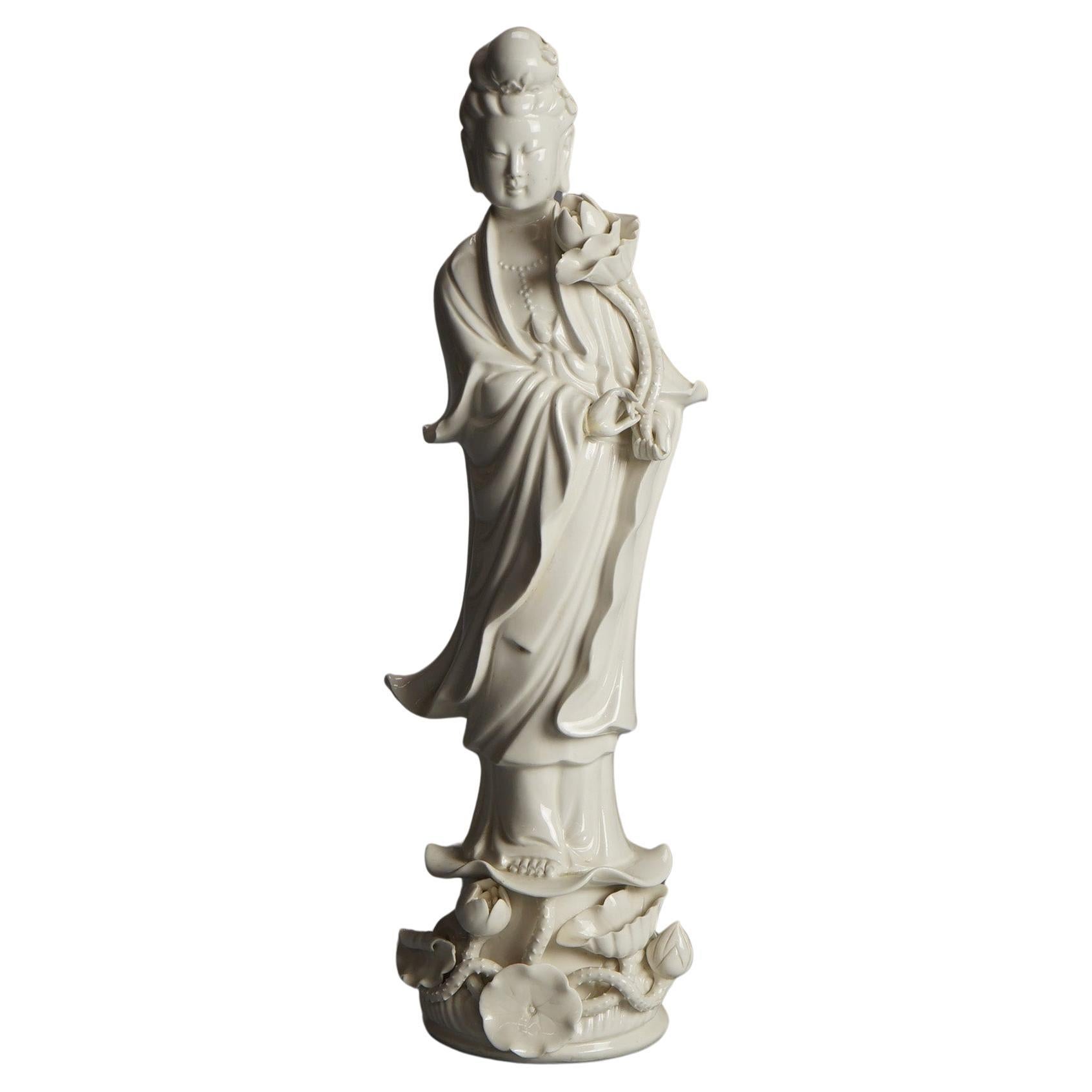 Antique Blanc De Chine Porcelain Shiva/Buddha Figure C1920 For Sale