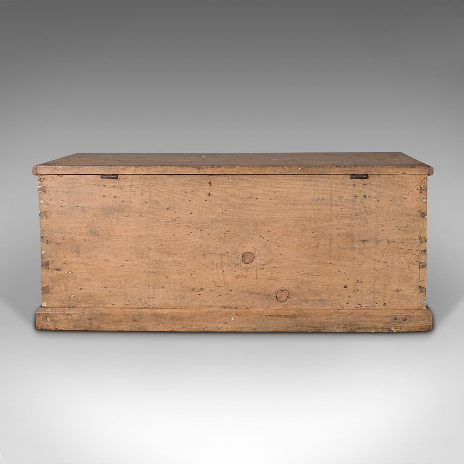 British Antique Blanket Box, English, Pine, Chest, Trunk, Victorian, Coffee Table, 1890