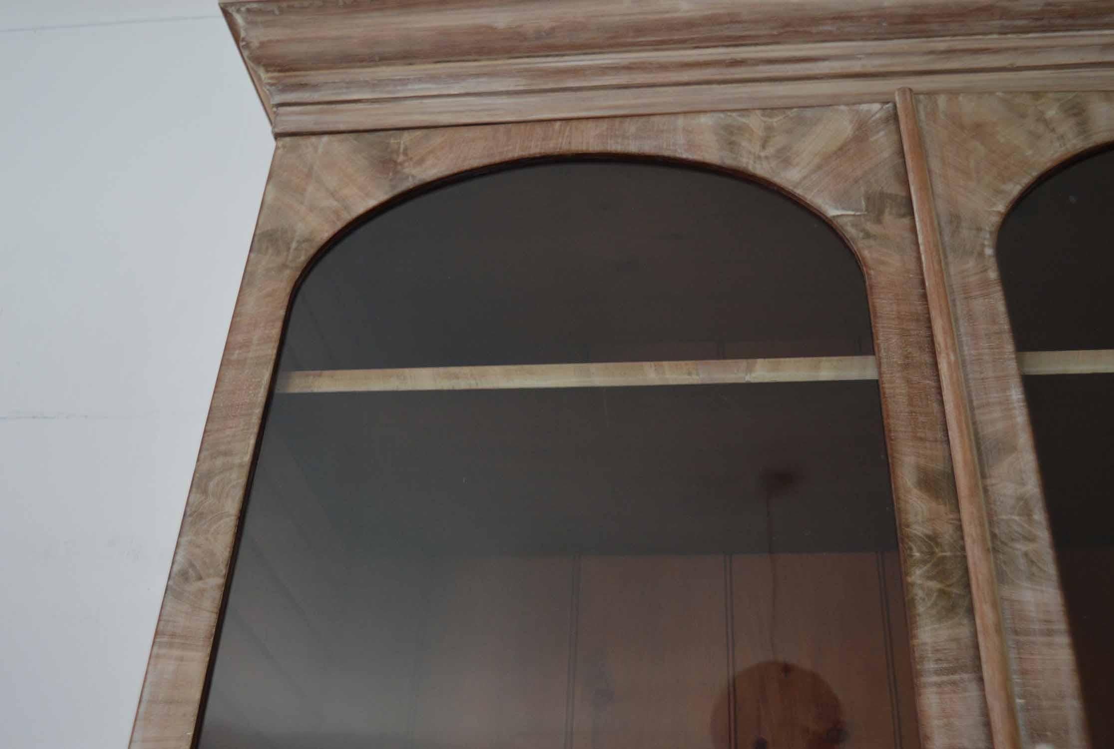 Antique Bleached Mahogany Arched Door Glazed Cabinet 3