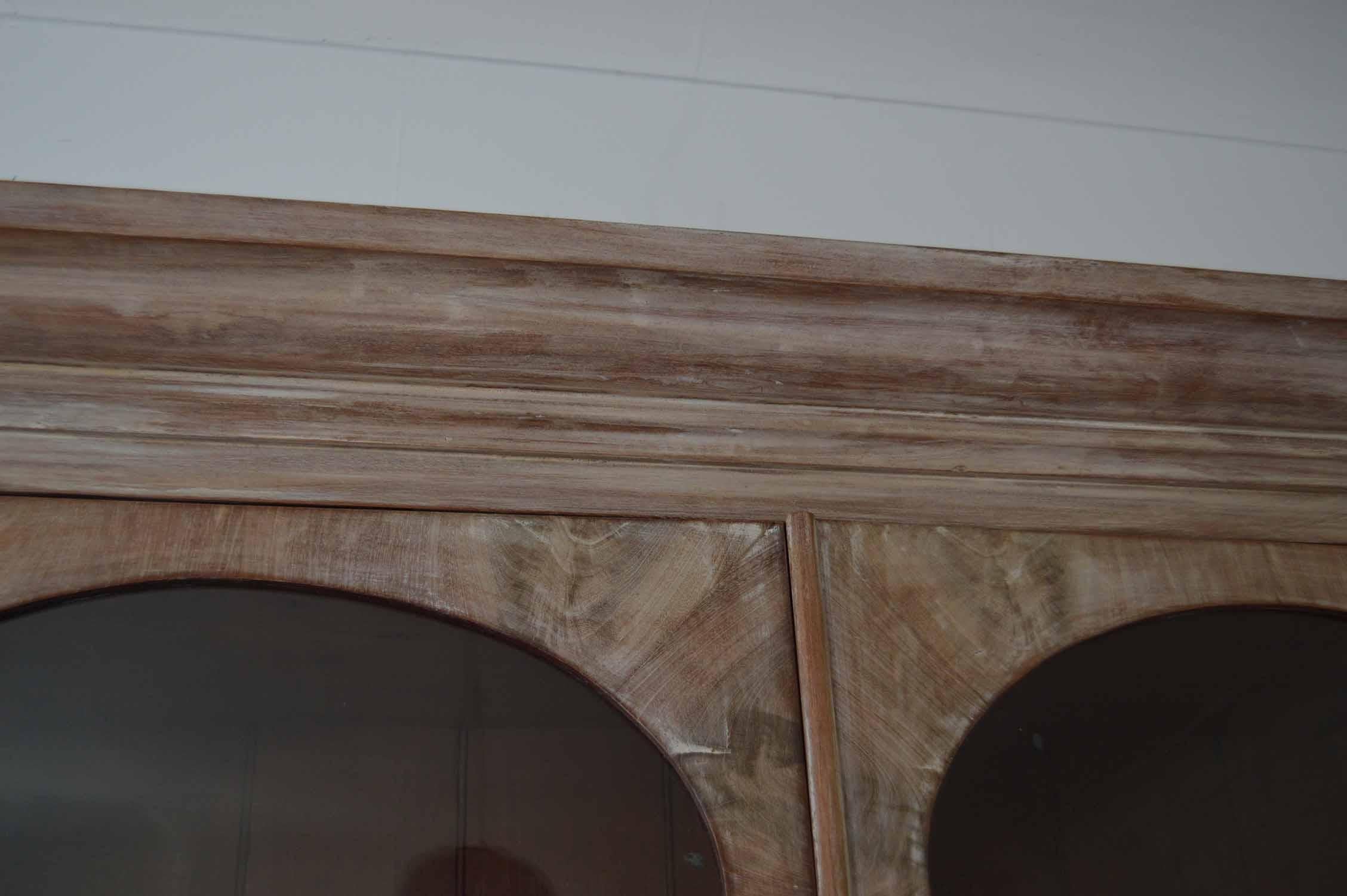 Antique Bleached Mahogany Arched Door Glazed Cabinet 6