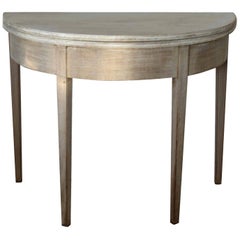 Antique Bleached Mahogany Demilune Side Table, circa 1800