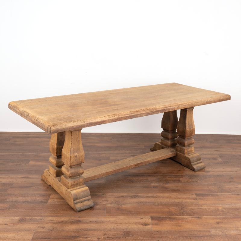 Antique Bleached Oak Dining Console Library Table from France In Good Condition In Round Top, TX