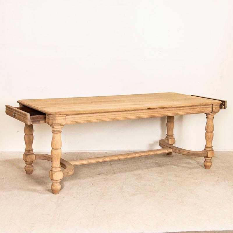 French Antique Bleached Oak Dining Table from France Refectory Table