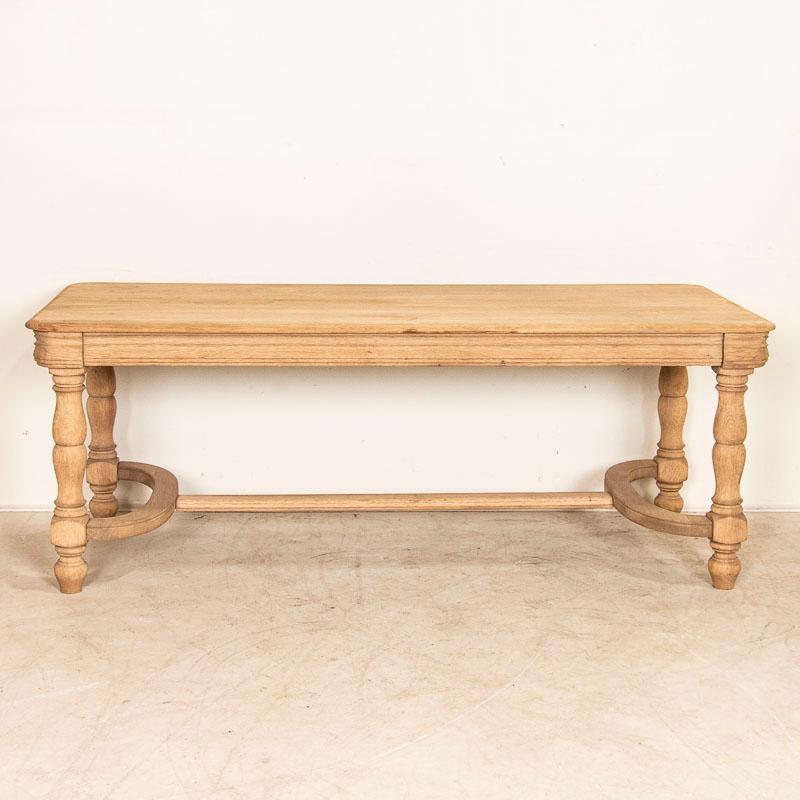 Antique Bleached Oak Dining Table from France Refectory Table In Good Condition In Round Top, TX