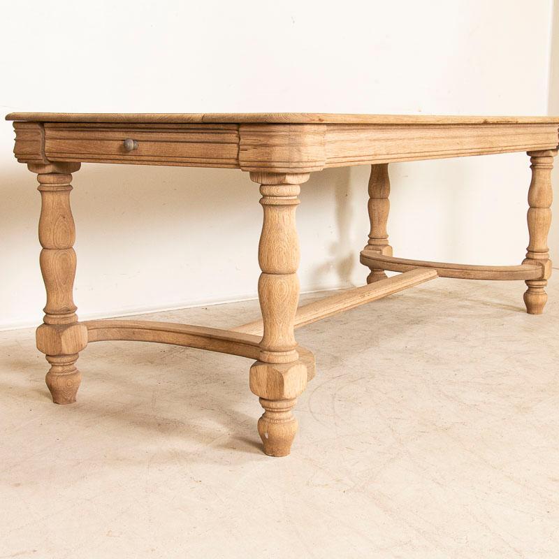 20th Century Antique Bleached Oak Dining Table from France Refectory Table