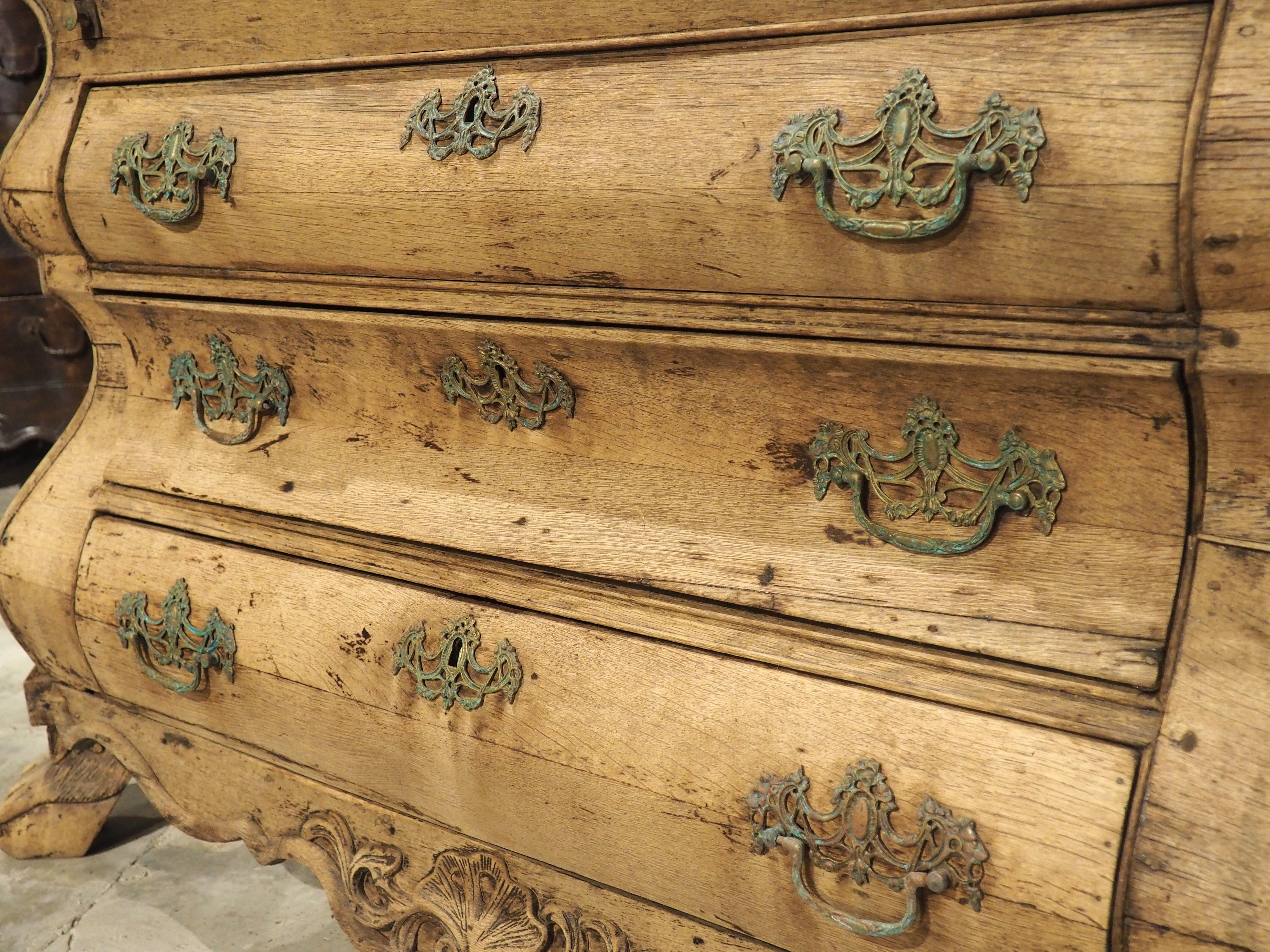 Antique Bleached Oak Drop Front Secretary Commode from Holland, Circa 1850 For Sale 6