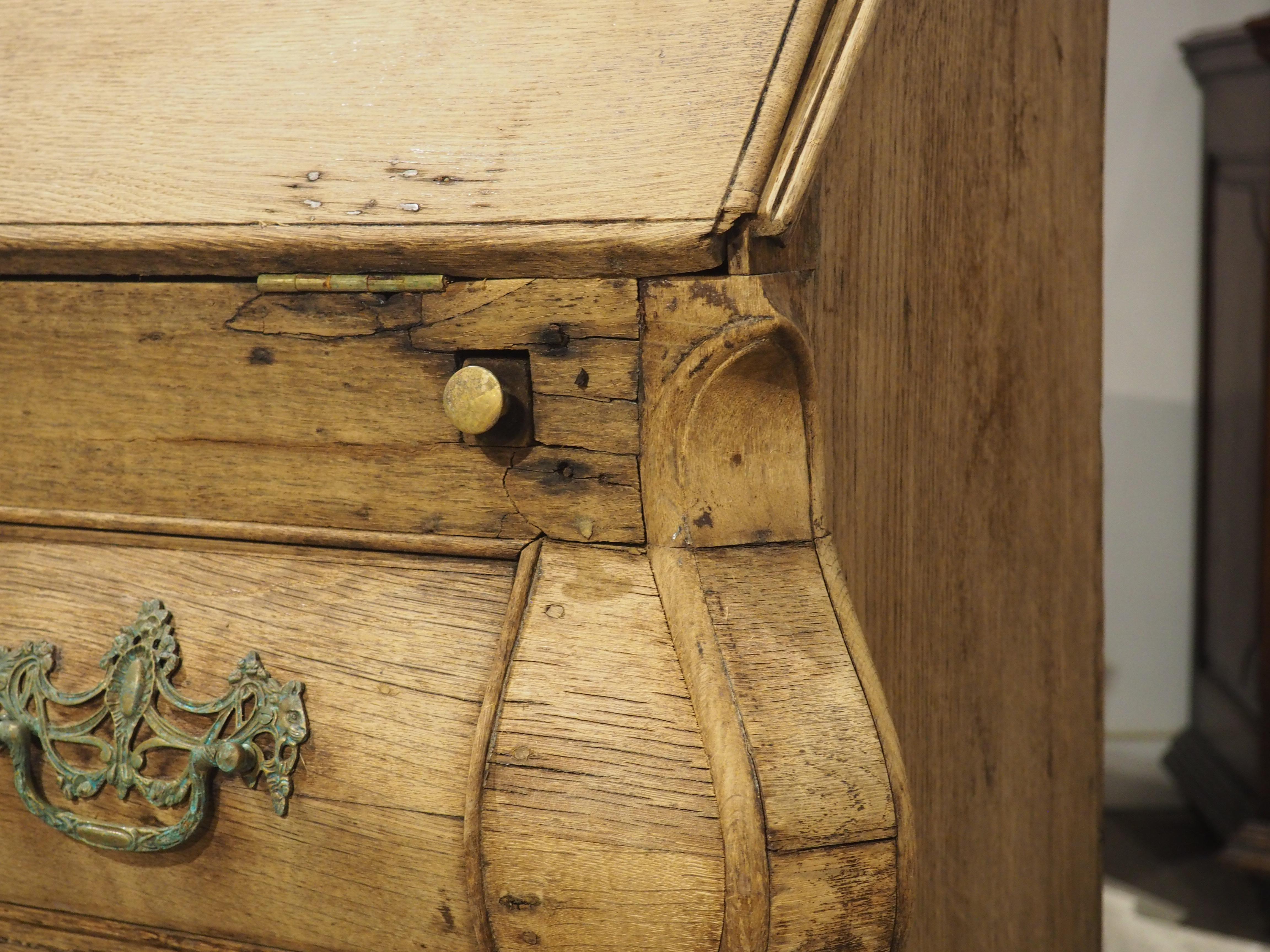 Antique Bleached Oak Drop Front Secretary Commode from Holland, Circa 1850 For Sale 7