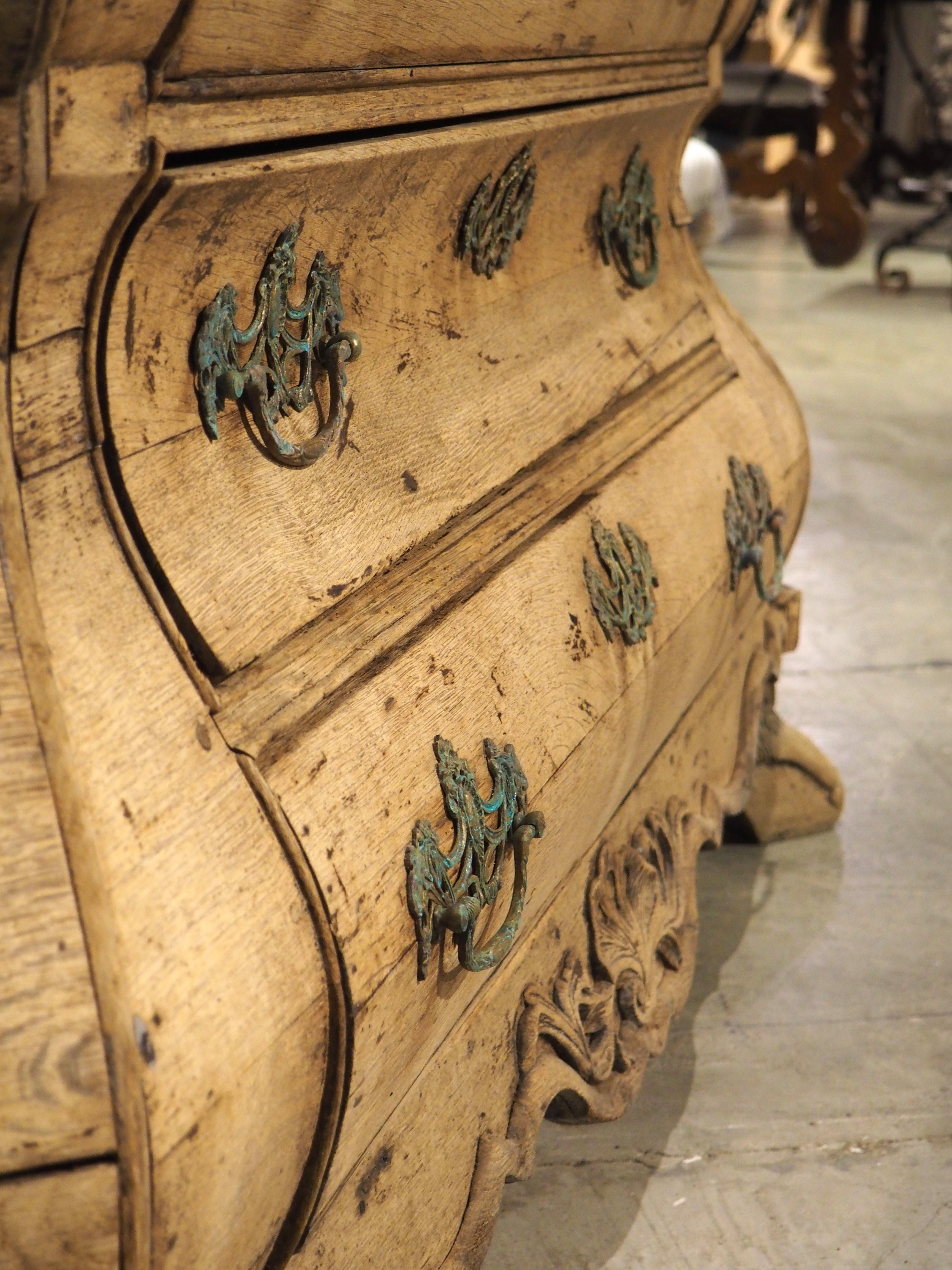Antique Bleached Oak Drop Front Secretary Commode from Holland, Circa 1850 For Sale 9