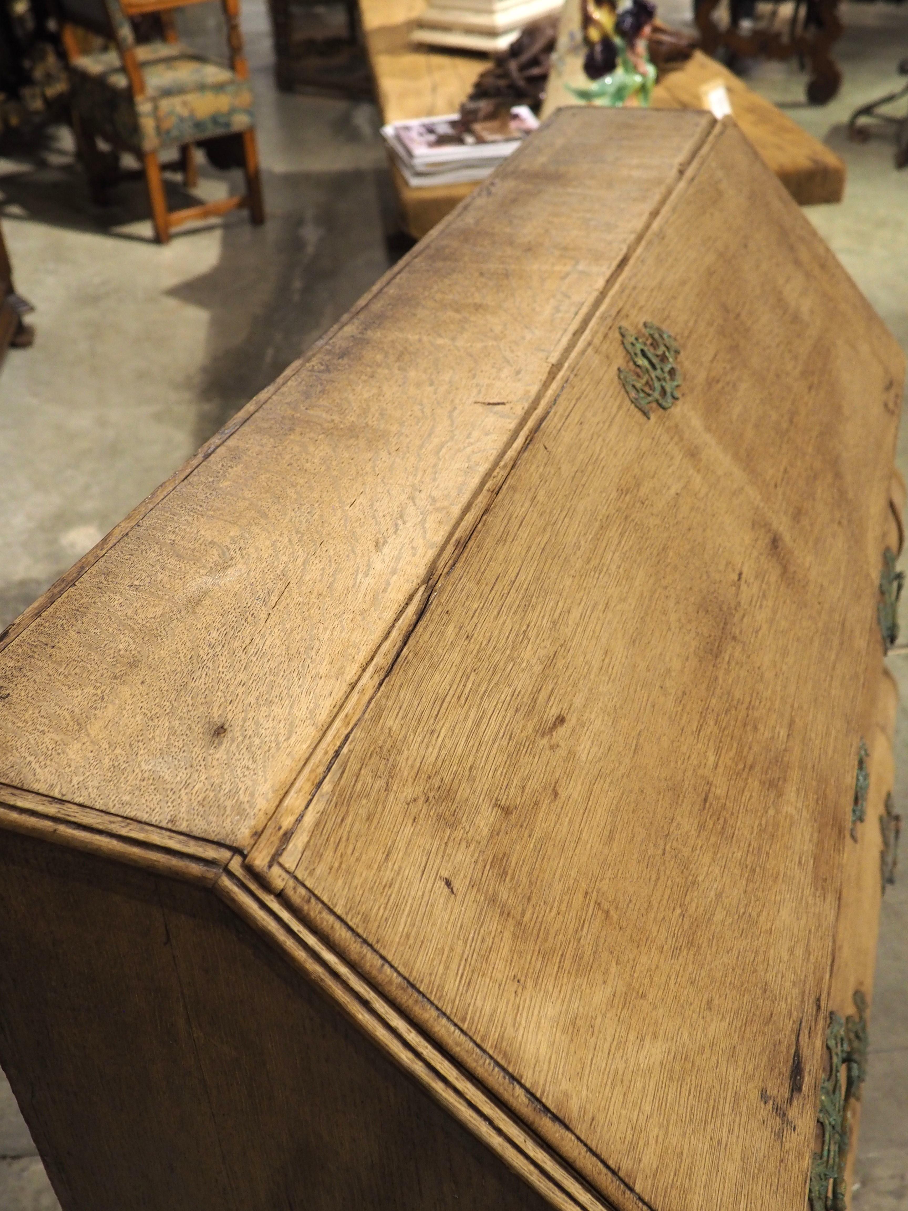 Antique Bleached Oak Drop Front Secretary Commode from Holland, Circa 1850 For Sale 10